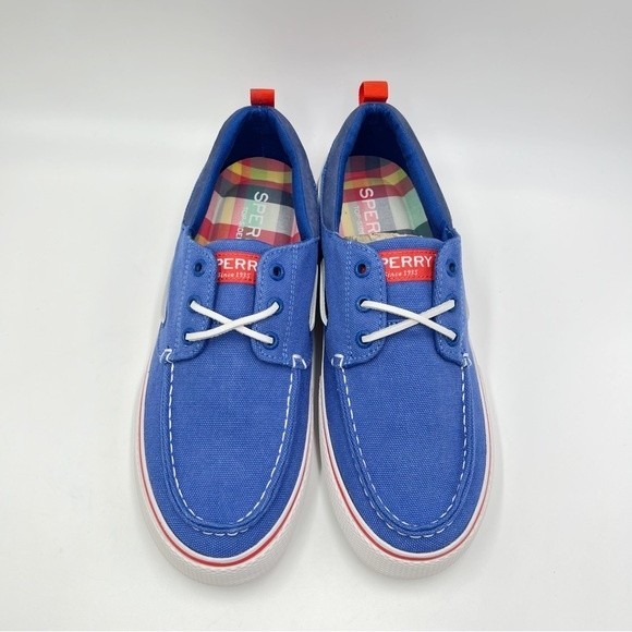 NEW Sperry Mens Size 8.5‎ STS23303 Bahama 3 Eye Blue Canvas Slip On Boat Shoes